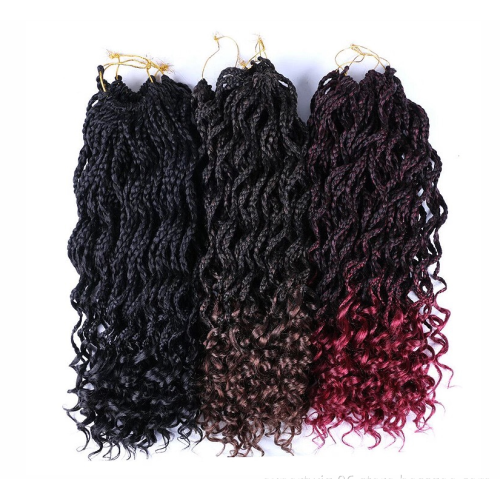 Wholesale Curly Box Twist Crochet Braids Hair Extensions Box Braiding Hair Synthetic Fiber Ombre Color For Women 18 Inches